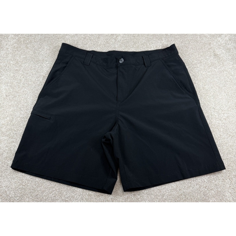 Columbia PFG Shorts Mens 36 Black Performance Fishing Stretch 8 Inseam Quick Dry